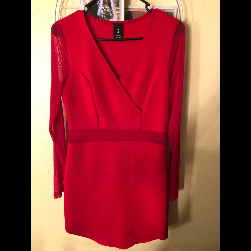 Bright red dress